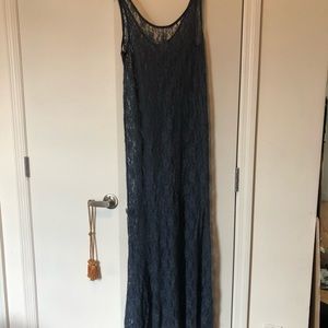 Pretty cobalt blue lace dress; M, long; fits small